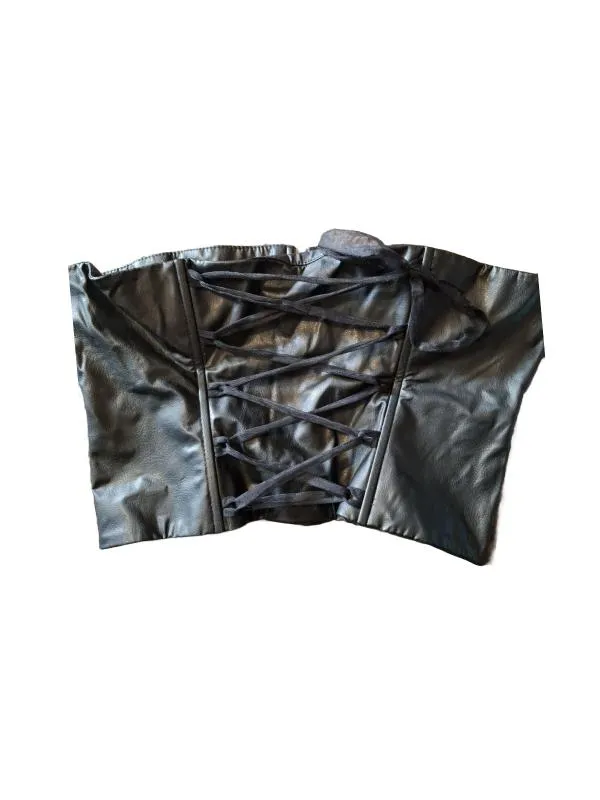 Corset Helene EU 38 | Negru, Normal, Cu umerii goi, Piele ecologică