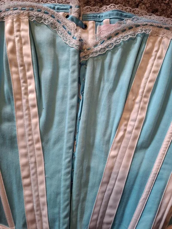 Corset NO TABU S | Bleu, Normal, Cu umerii goi, Dantelă - Image 3