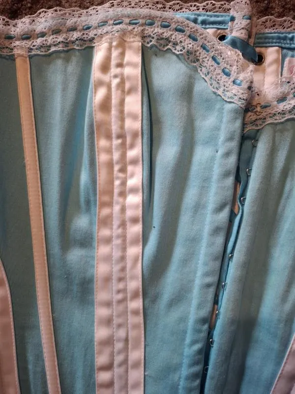 Corset NO TABU S | Bleu, Normal, Cu umerii goi, Dantelă - Image 4