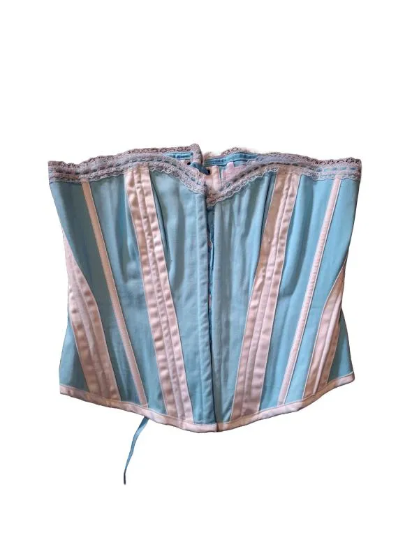 Corset NO TABU S | Bleu, Normal, Cu umerii goi, Dantelă