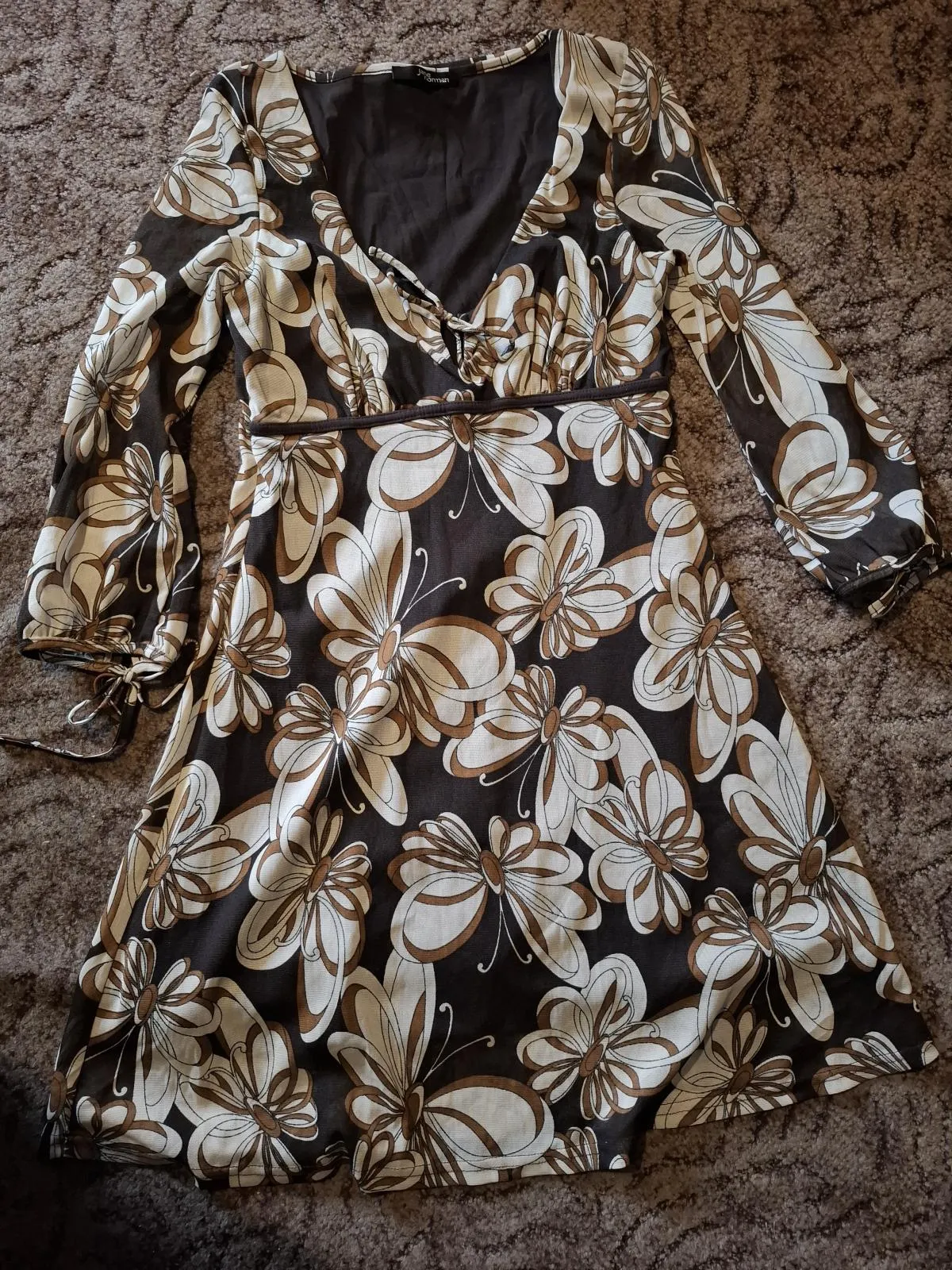 Rochie casual Jane Norman UK 12 | Maro, Mini, Mânecă trei sferturi, Floral & Tropical, Sintetic - Image 2