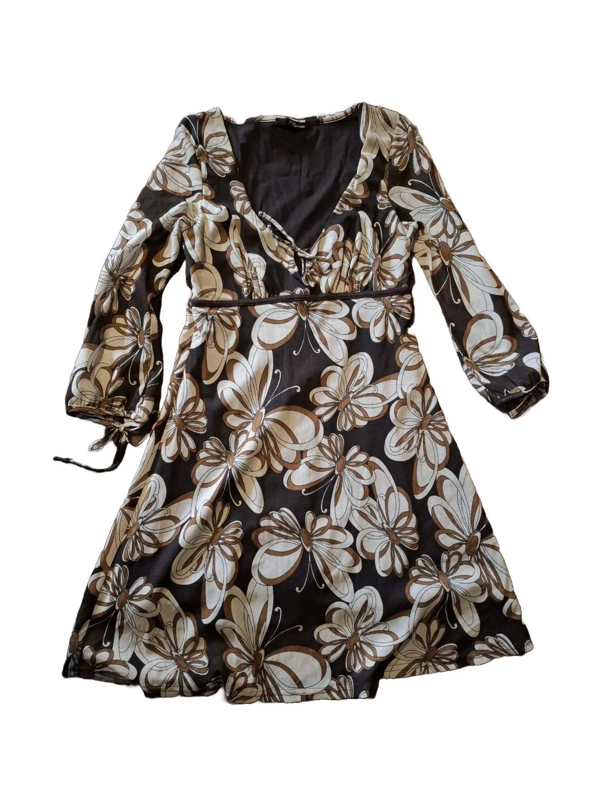 Rochie casual Jane Norman UK 12 | Maro, Mini, Mânecă trei sferturi, Floral & Tropical, Sintetic