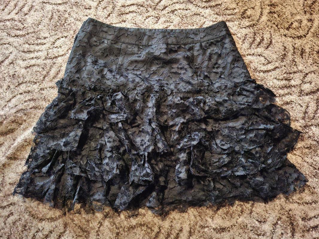 Fustă cu volane H&M EU 42 | Negru, Mini, Cu fit, Dantelă - Image 2