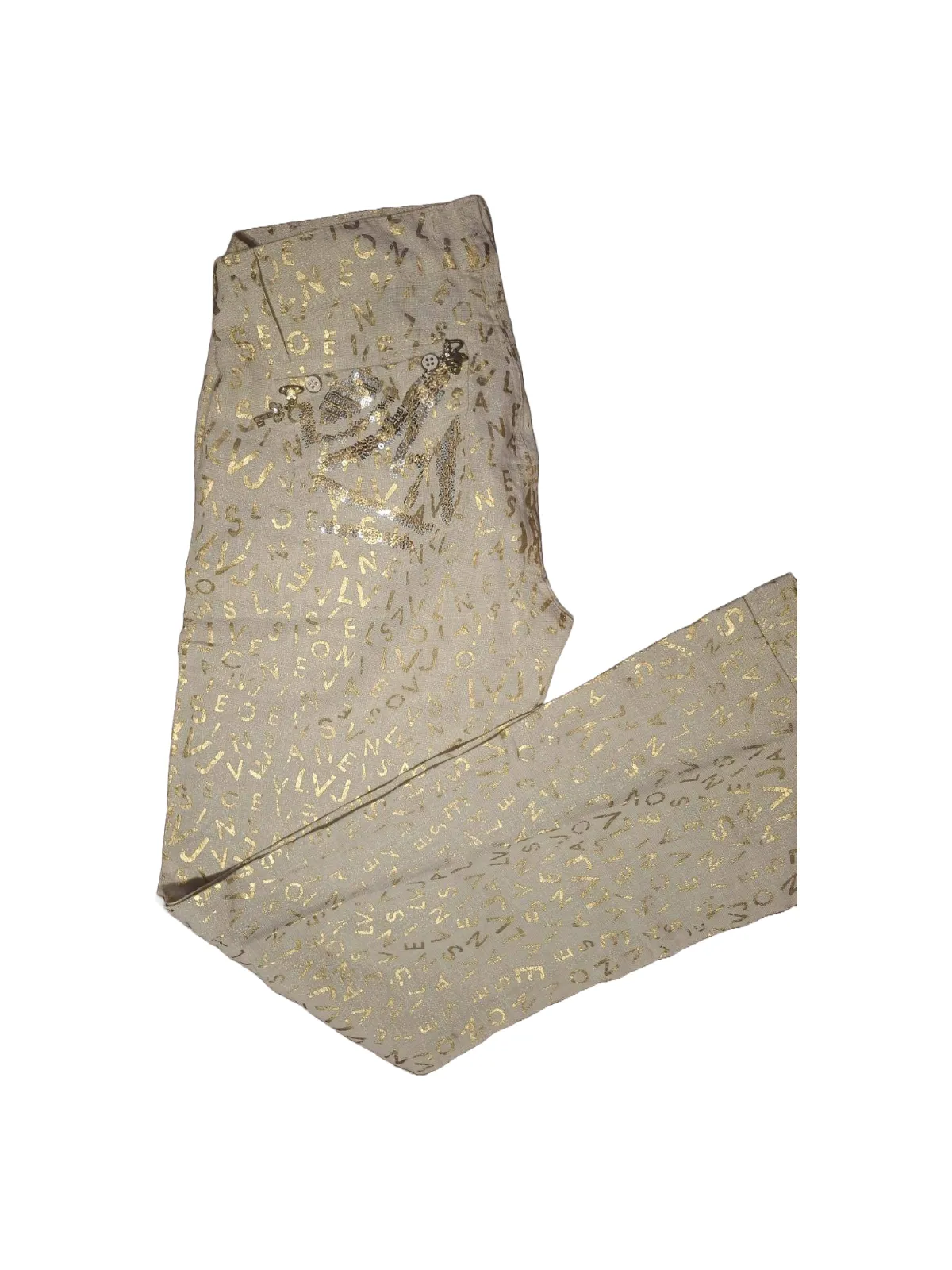 Pantaloni LVJ EU 42 | Bej, Lungi, Talie medie, Straight (Drepți) fit, In