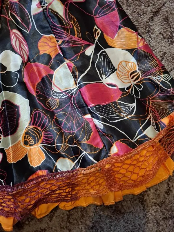 Fustă cloș EU 36 | Multicolor, Midi, Talie înaltă, Cloș fit, Floral & Tropical, Broderie - Image 5