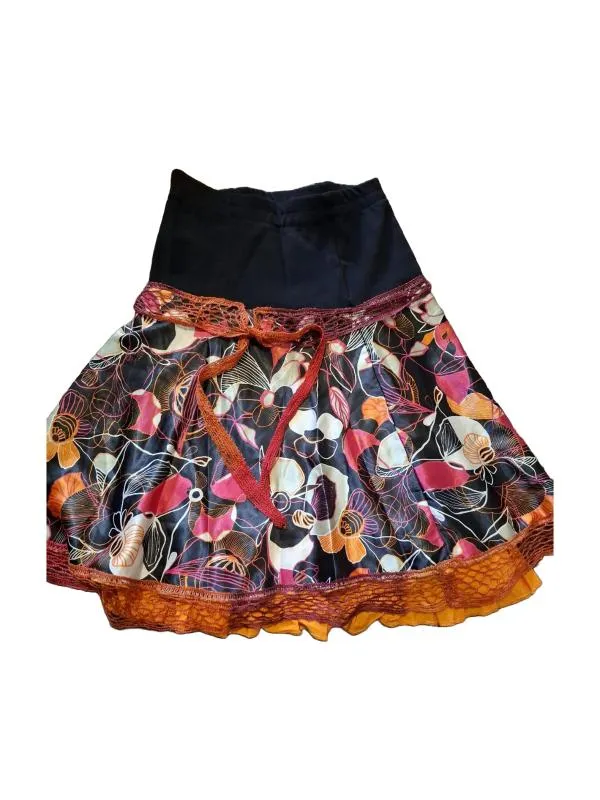 Fustă cloș EU 36 | Multicolor, Midi, Talie înaltă, Cloș fit, Floral & Tropical, Broderie