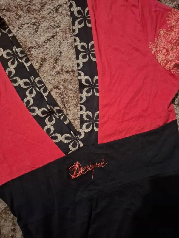 Rochie de vară Desigual EU 36 | Roșu, Midi, Mânecă scurtă, Floral & Tropical, Broderie, Bumbac - Image 5