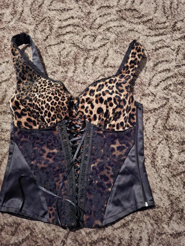 Corset Rinascimento M | Negru, Normal, Bretele subțiri, Animal print, Dantelă - Image 2