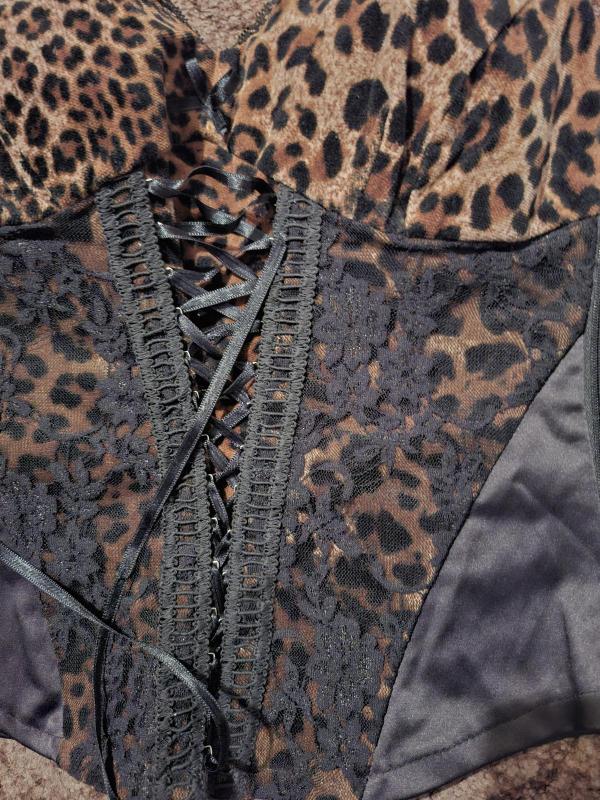 Corset Rinascimento M | Negru, Normal, Bretele subțiri, Animal print, Dantelă - Image 3