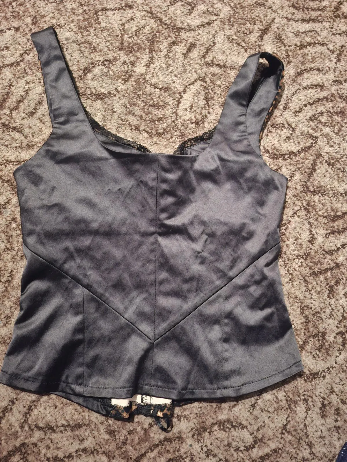 Corset Rinascimento M | Negru, Normal, Bretele subțiri, Animal print, Dantelă - Image 5