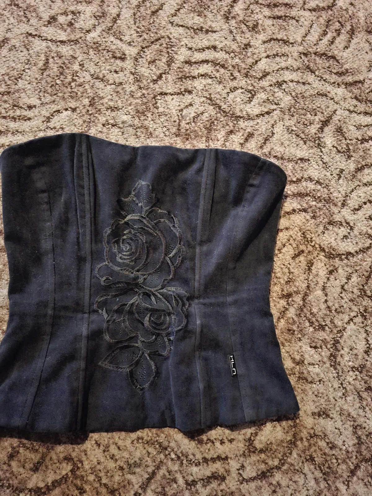 Corset HELENE EU 42 | Negru, Normal, Cu umerii goi, Floral & Tropical, Broderie - Image 2