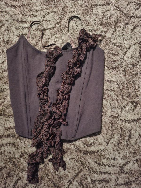 Corset Erros M | Maro, Normal, Cu umerii goi, Dantelă - Image 2