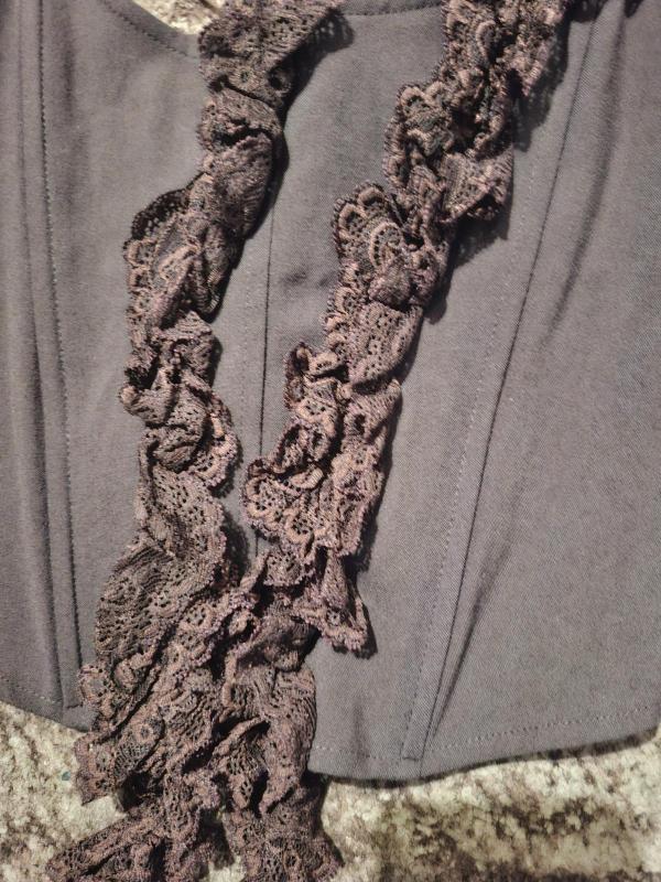 Corset Erros M | Maro, Normal, Cu umerii goi, Dantelă - Image 3