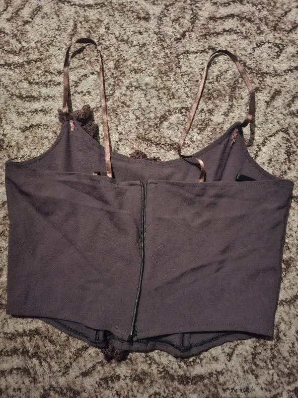 Corset Erros M | Maro, Normal, Cu umerii goi, Dantelă - Image 5