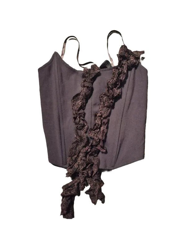 Corset Erros M | Maro, Normal, Cu umerii goi, Dantelă