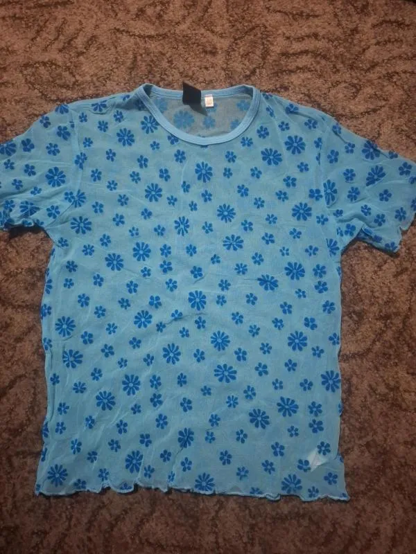 Bluză C&A S | Turcoaz, Normal, Mânecă scurtă, Floral & Tropical, Transparent - Image 2