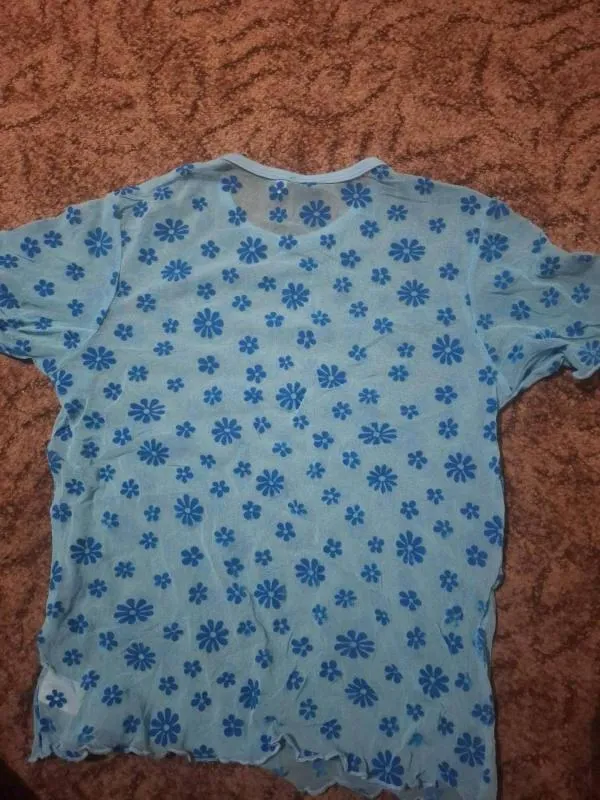 Bluză C&A S | Turcoaz, Normal, Mânecă scurtă, Floral & Tropical, Transparent - Image 5