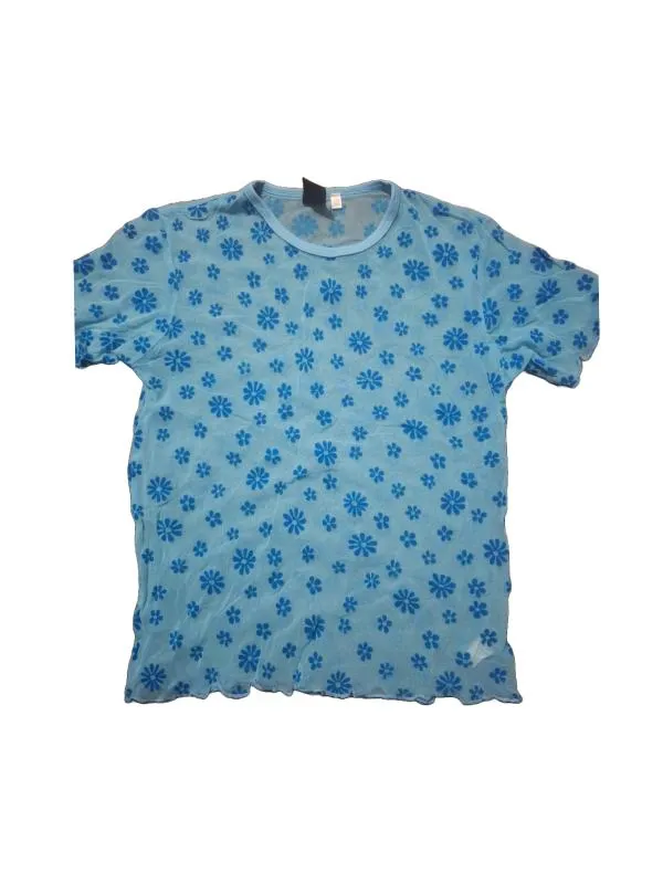 Bluză C&A S | Turcoaz, Normal, Mânecă scurtă, Floral & Tropical, Transparent