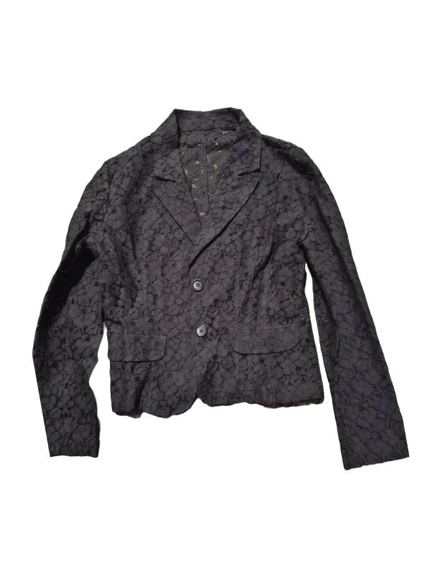 Sacou M | Negru, Normal, Mânecă lungă, Floral & Tropical, Dantelă