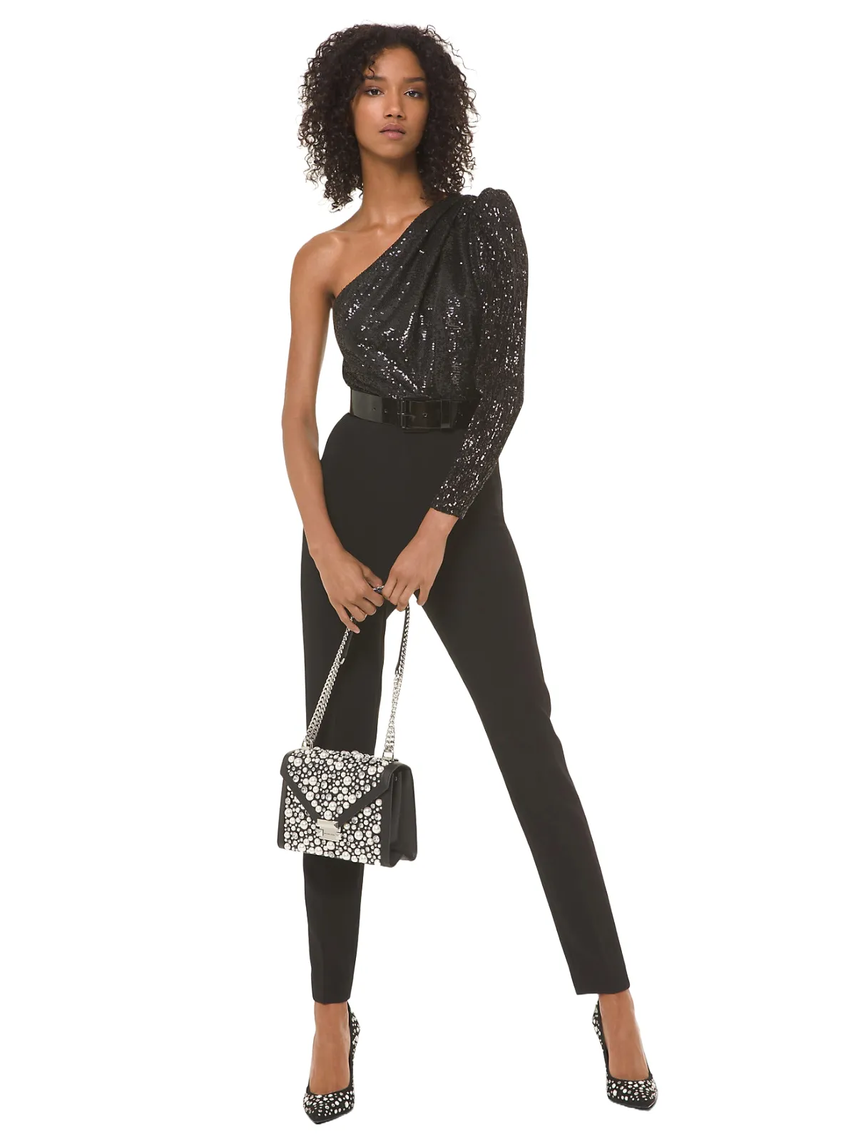 Salopetă Lungă Michael Kors EU 36 | Negru, Pe un umăr, Paiete