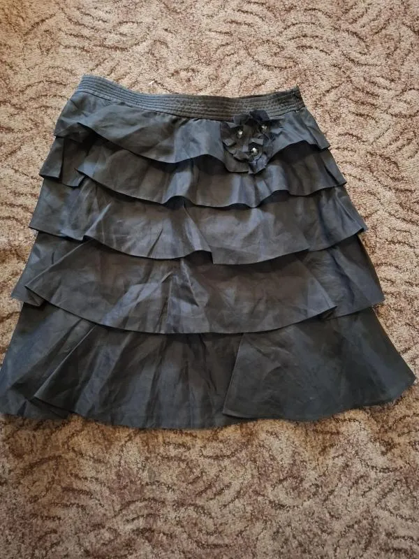Fustă cu volane Zara L | Negru, Mini, Cu fit, Pietre decorative - Image 2