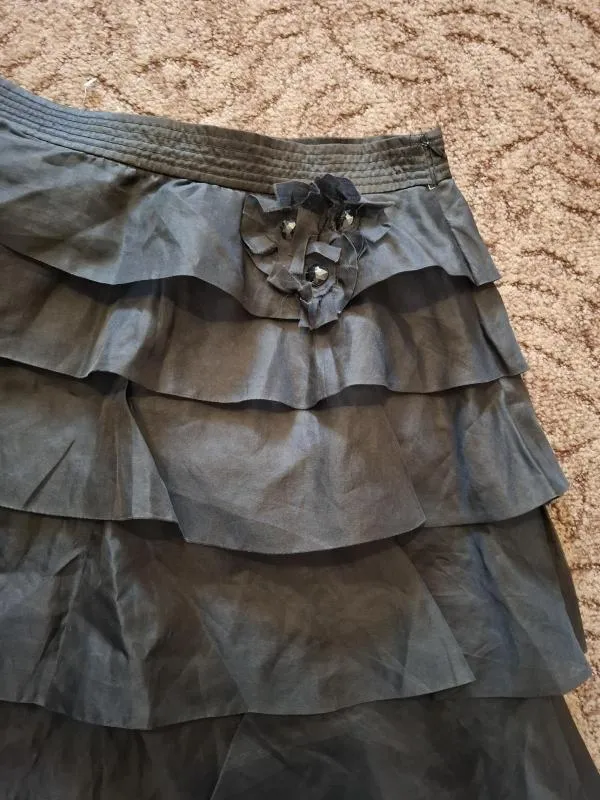 Fustă cu volane Zara L | Negru, Mini, Cu fit, Pietre decorative - Image 3