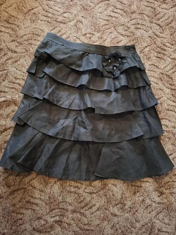 Fustă cu volane Zara L | Negru, Mini, Cu fit, Pietre decorative - Image 4