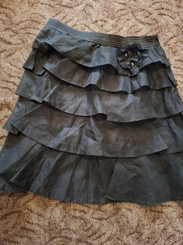 Fustă cu volane Zara L | Negru, Mini, Cu fit, Pietre decorative - Image 5