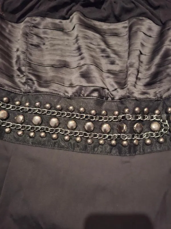 Rochie de ocazie M | Negru, Midi, Mânecă scurtă, Pietre decorative - Image 4
