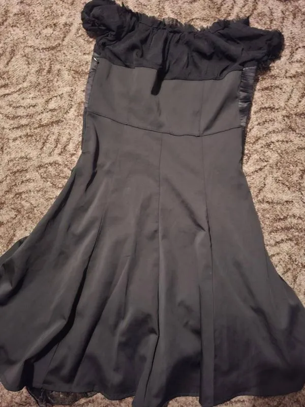 Rochie de ocazie M | Negru, Midi, Mânecă scurtă, Pietre decorative - Image 6
