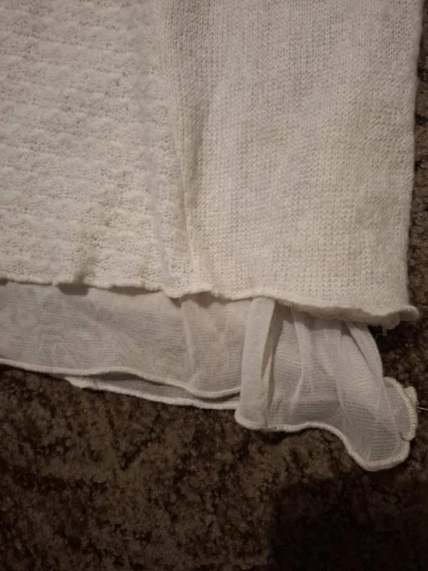 Bluză M | Alb, Normal, Mânecă lungă, Dantelă - Image 6