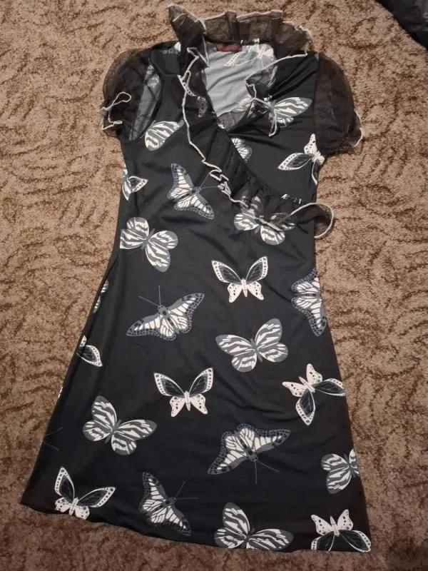 Rochie de vară AMBIANCE EU 38 | Negru, Mini, Mânecă scurtă, Sintetic - Image 2