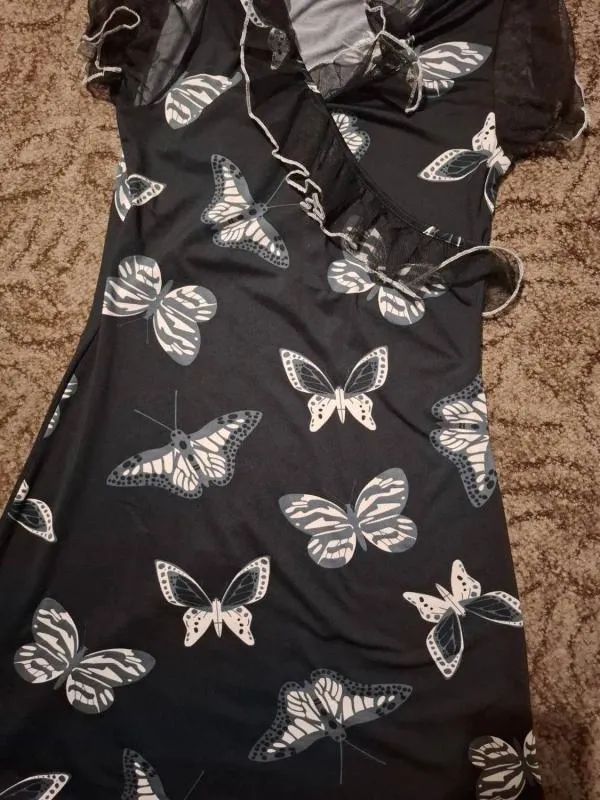 Rochie de vară AMBIANCE EU 38 | Negru, Mini, Mânecă scurtă, Sintetic - Image 3