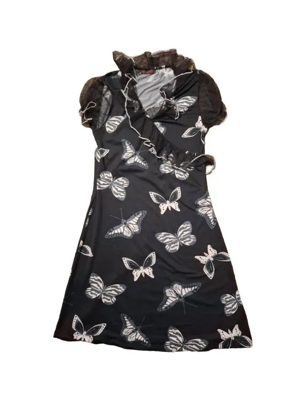 Rochie de vară AMBIANCE EU 38 | Negru, Mini, Mânecă scurtă, Sintetic