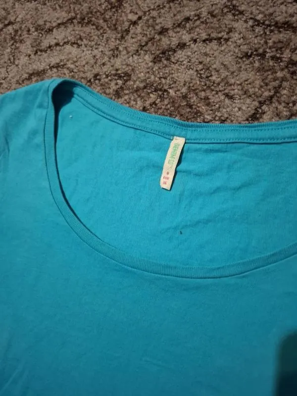 Tricou Denim Co. EU 36 | Turcoaz, Normal, Mânecă scurtă, Floral & Tropical, Bumbac - Image 4