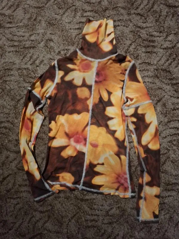 Bluză United Colors of Benetton EU 38 | Multicolor, Normal, Mânecă lungă, Floral & Tropical, Transparent - Image 2