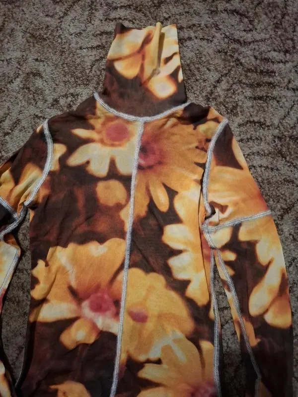 Bluză United Colors of Benetton EU 38 | Multicolor, Normal, Mânecă lungă, Floral & Tropical, Transparent - Image 3