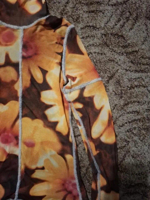 Bluză United Colors of Benetton EU 38 | Multicolor, Normal, Mânecă lungă, Floral & Tropical, Transparent - Image 4