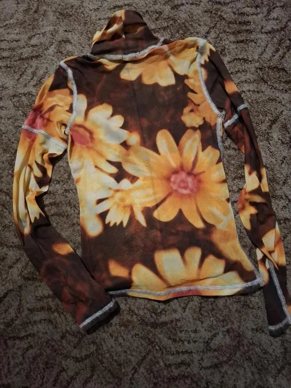 Bluză United Colors of Benetton EU 38 | Multicolor, Normal, Mânecă lungă, Floral & Tropical, Transparent - Image 6