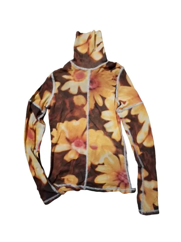 Bluză United Colors of Benetton EU 38 | Multicolor, Normal, Mânecă lungă, Floral & Tropical, Transparent