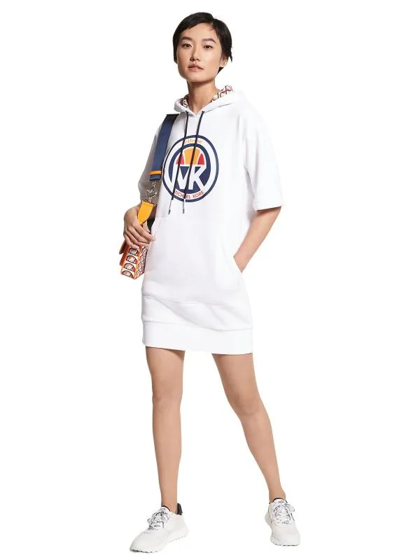 Rochie casual Michael Kors XS | Alb, Mini, Mânecă scurtă, Logo, Bumbac