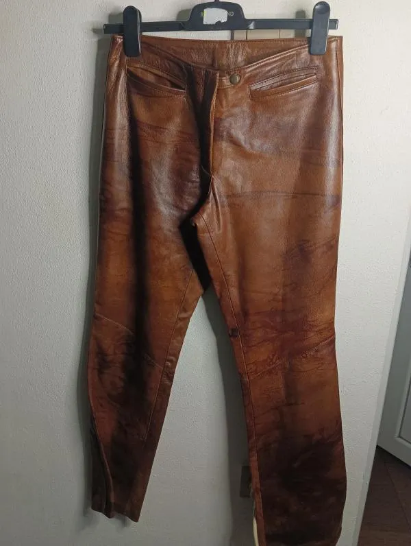 Pantaloni Vera Pelle EU 44 | Caramel, Lungi, Talie înaltă, Skinny fit, Clasici Casual, Abstract & Color Block, Piele naturală - Image 2