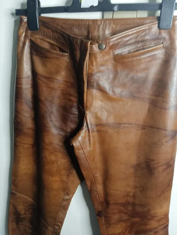 Pantaloni Vera Pelle EU 44 | Caramel, Lungi, Talie înaltă, Skinny fit, Clasici Casual, Abstract & Color Block, Piele naturală - Image 3