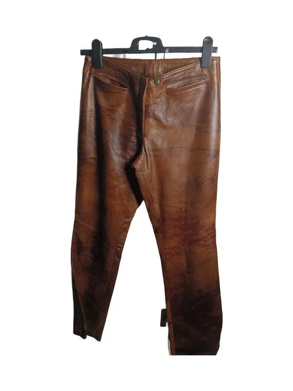 Pantaloni Vera Pelle EU 44 | Caramel, Lungi, Talie înaltă, Skinny fit, Clasici  Casual, Abstract & Color Block, Piele naturală