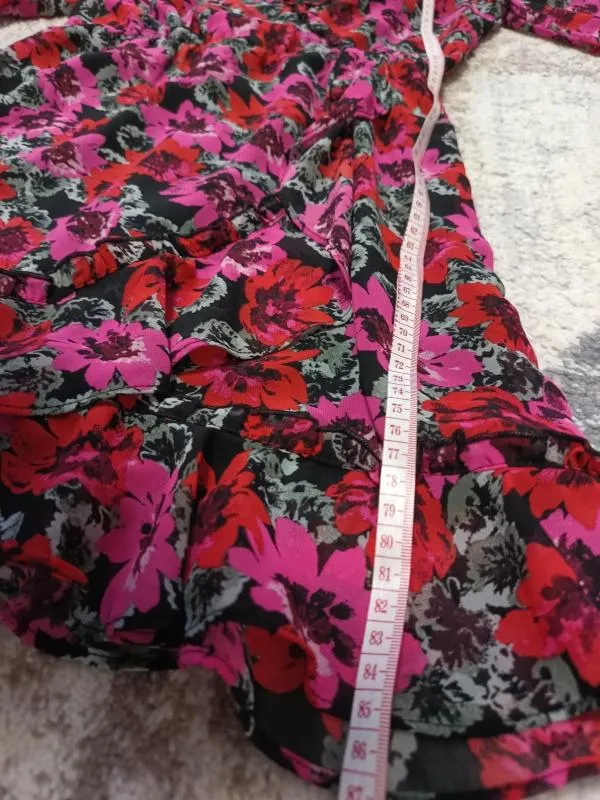 Rochie casual H&M EU 36 | Multicolor, Mini, Mânecă lungă, Floral & Tropical, Volane - Image 3