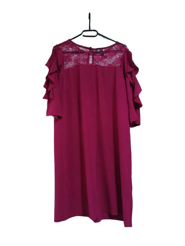 Rochie de ocazie Bodyflirt EU 38 | Burgundy, Mini, Mânecă trei sferturi, Dantelă, Poliester
