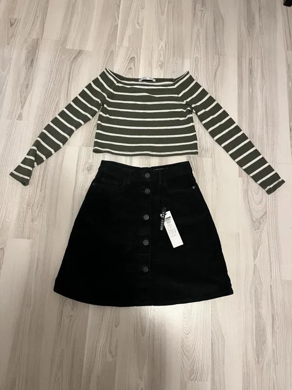 Fustă Noisy May XS | Verde, Mini, Monocrom, Reiat, Bumbac - Image 8