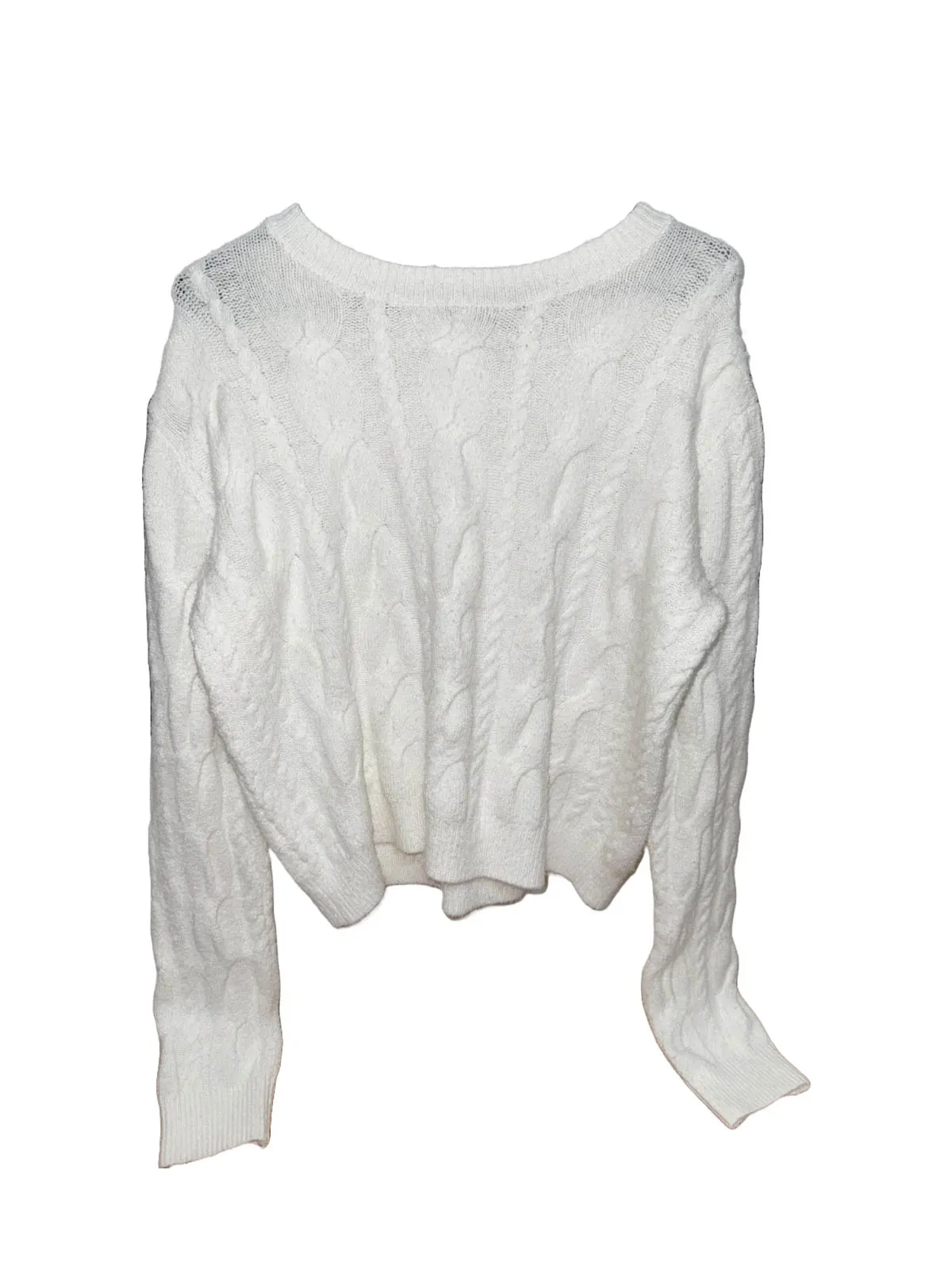 Pulover Bershka S | Alb, Normal, Mânecă lungă, Regular fit