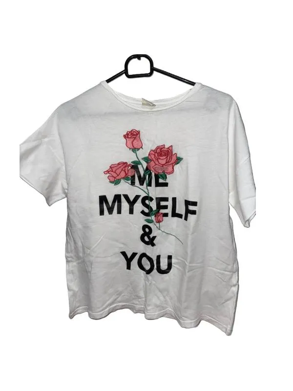 Tricou Zara XS | Alb, Normal, Mânecă scurtă, Floral & Tropical