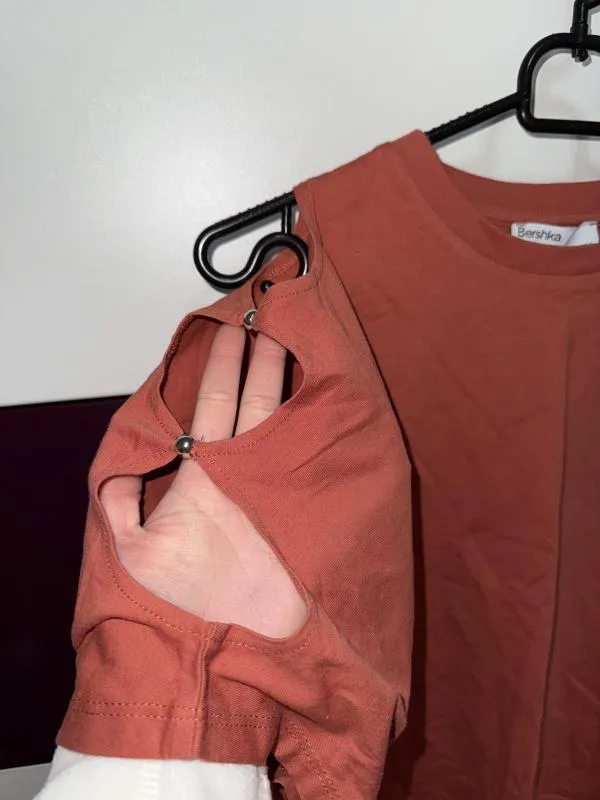 Tricou Bershka S | Cărămiziu, Normal, Mânecă scurtă - Image 4
